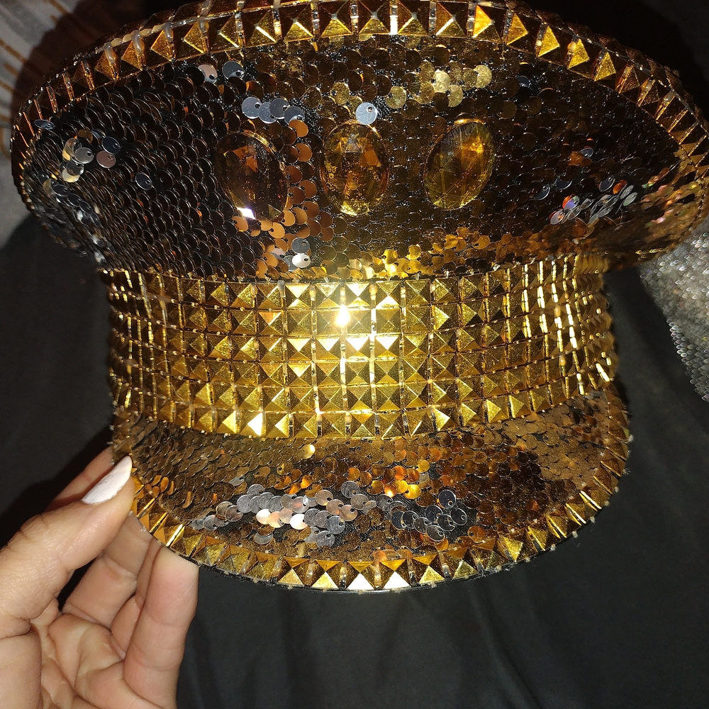 Gold Sequin Studded Hat